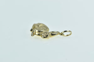 9K Puffy Bunny Rabbit Hare Cute Animal Charm/Pendant Yellow Gold