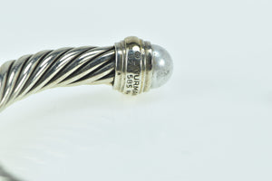 Sterling Silver 18k Gold David Yurman Classic Cable Pearl Bracelet 8"