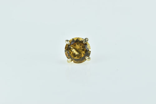 14K Citrine Round Solitaire Single Vintage Stud Earring Yellow Gold