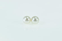 Load image into Gallery viewer, 14K 7.9mm Vintage Classic Simple Pearl Earrings Yellow Gold