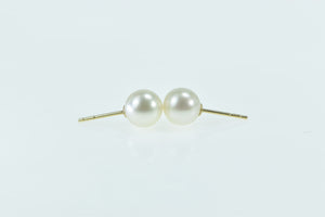 14K 7.9mm Vintage Classic Simple Pearl Earrings Yellow Gold