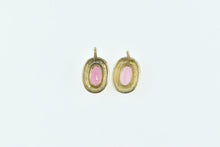 Load image into Gallery viewer, 14K Oval Pink Tourmaline Vintage Solitaire Stud Earrings Yellow Gold