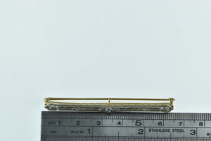 14K Art Deco Ornate Filigree Syn. Sapphire Bar Pin/Brooch Yellow Gold