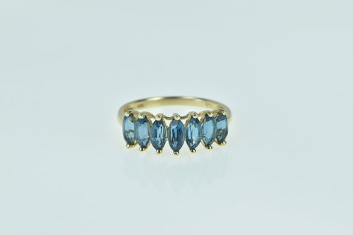 10K Marquise Blue Topaz Vintage Statement Ring Yellow Gold
