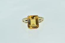 Load image into Gallery viewer, 14K Emerald Cut Citrine Vintage Statement Cocktail Ring Yellow Gold