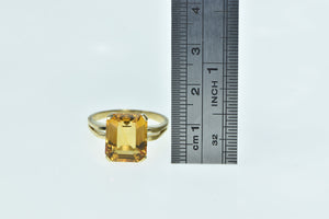 14K Emerald Cut Citrine Vintage Statement Cocktail Ring Yellow Gold