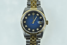 Load image into Gallery viewer, Rolex Datejust 36mm 16233 Blue Vignette Diamond Dial Men&#39;s TT Watch