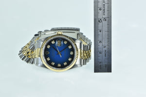 Rolex Datejust 36mm 16233 Blue Vignette Diamond Dial Men's TT Watch