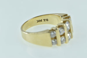 14K 2.00 Ctw Diamond Striped Graduated Band Ring Yellow Gold