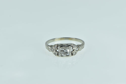 14K 0.44 Ctw Diamond Art Deco Engagement Ring White Gold
