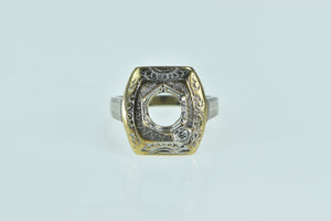14K 10.0mm Art Deco Ornate Engagement Setting Ring White Gold