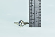 Load image into Gallery viewer, 18K 0.30 Ctw Diamond Sapphire Art Deco Engagement Ring White Gold