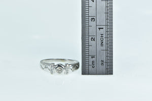 14K Round Diamond Inset Zig Zag Pierced Promise Ring White Gold