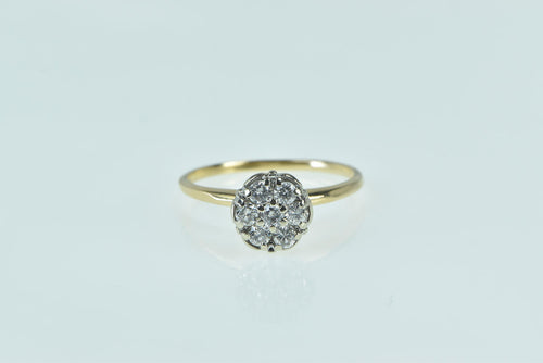 14K 0.25 Ctw Diamond Vintage Cluster Engagement Ring Yellow Gold