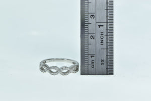14K Diamond Braid Twist Wedding Band Ring White Gold