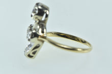 Load image into Gallery viewer, 14K 1940&#39;s Diamond 0.37 Ctw Flower Ribbon Ring Yellow Gold