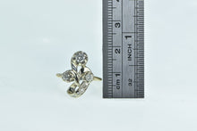 Load image into Gallery viewer, 14K 1940&#39;s Diamond 0.37 Ctw Flower Ribbon Ring Yellow Gold