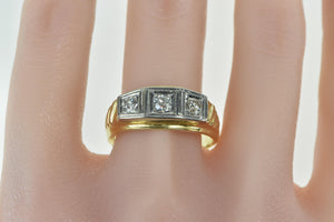 14K 0.55 Ctw 1940's Men's Diamond Vintage Ring Yellow Gold