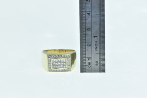 14K 2.00 Ctw Diamond Squared Men's Statement Ring Yellow Gold