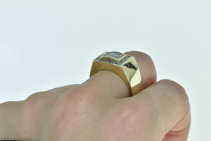 14K 2.00 Ctw Diamond Squared Men's Statement Ring Yellow Gold