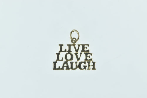 14K Live Love Laugh Word Cut Out Message Charm/Pendant Yellow Gold
