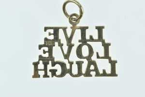 14K Live Love Laugh Word Cut Out Message Charm/Pendant Yellow Gold