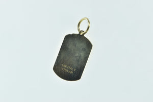 14K C Letter Monogram Initial Dog Tag Pendant Yellow Gold