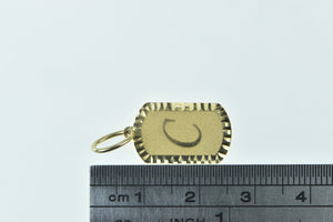 14K C Letter Monogram Initial Dog Tag Pendant Yellow Gold