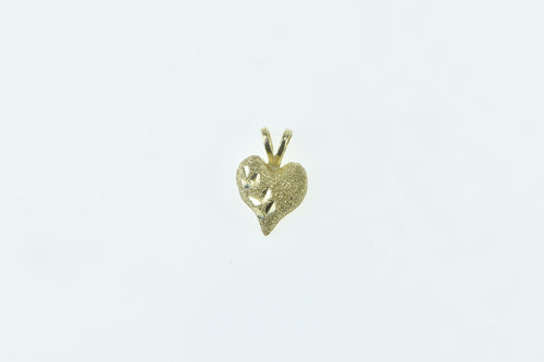10K Diamond Cut Heart Love Symbol Romantic Charm/Pendant Yellow Gold