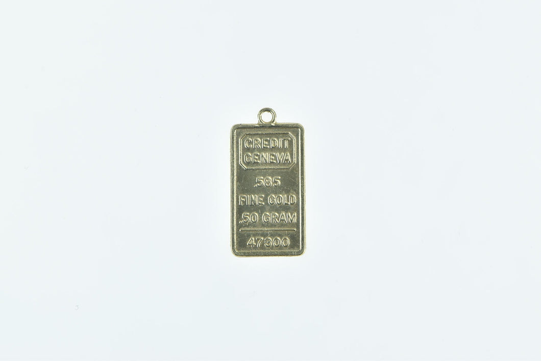 14K 1/2 G Gram Fine Solid Gold Bar Credit Suisse Charm/Pendant Yellow Gold