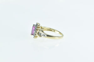 10K Marquise Pink Sapphire Diamond Halo Ring Yellow Gold