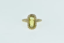 Load image into Gallery viewer, 10K Emerald Cut Citrine Vintage Twist Trim Ring Yellow Gold
