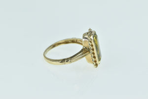 10K Emerald Cut Citrine Vintage Twist Trim Ring Yellow Gold