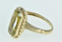 Load image into Gallery viewer, 10K Emerald Cut Citrine Vintage Twist Trim Ring Yellow Gold