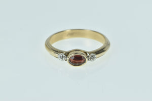 10K Oval Garnet Vintage Diamond Accent Ring Yellow Gold