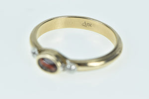 10K Oval Garnet Vintage Diamond Accent Ring Yellow Gold