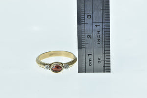 10K Oval Garnet Vintage Diamond Accent Ring Yellow Gold