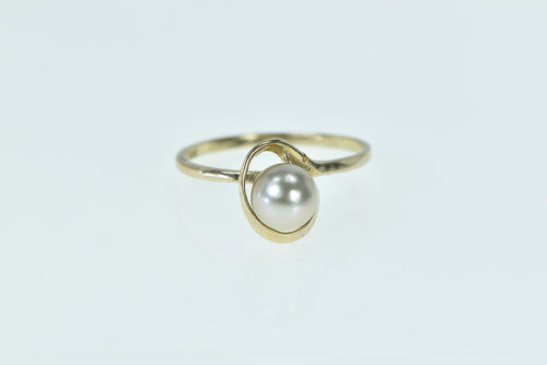 10K Vintage 6.9mm Pearl Swirl Statement Ring Yellow Gold