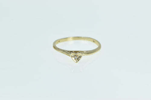 10K Diamond Inset Heart Love Symbol Promise Ring Yellow Gold