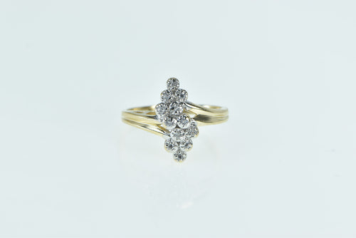 10K Diamond Classic Vintage Bypass Cluster Ring Yellow Gold