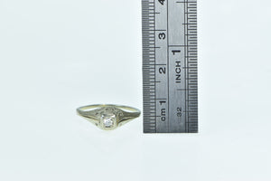 18K Art Deco Ornate Diamond Solitaire Promise Ring White Gold