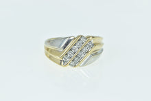 Load image into Gallery viewer, 10K 0.50 Ctw Two Tone Diamond Striped Men&#39;s Ring Yellow Gold