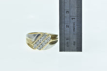 Load image into Gallery viewer, 10K 0.50 Ctw Two Tone Diamond Striped Men&#39;s Ring Yellow Gold
