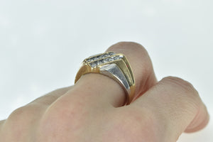 10K 0.50 Ctw Two Tone Diamond Striped Men's Ring Yellow Gold