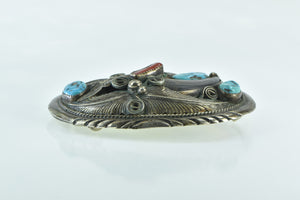 Sterling Silver Mike Thomas Jr Navajo Coral Turquoise Belt Buckle