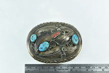 Load image into Gallery viewer, Sterling Silver Mike Thomas Jr Navajo Coral Turquoise Belt Buckle