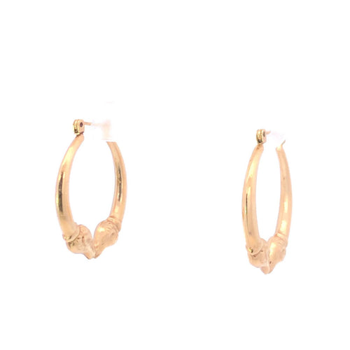 14K Aries Rams Head Astrology Zodiac 26mm Hoop Earrings Yellow Gold