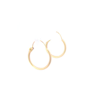 14K 15.8mm Vintage Classic Round Hoop Earrings Yellow Gold
