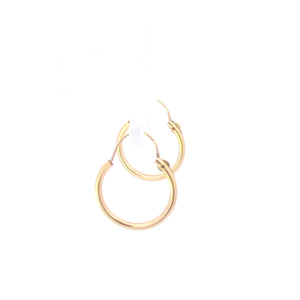 14K 15.8mm Vintage Classic Round Hoop Earrings Yellow Gold