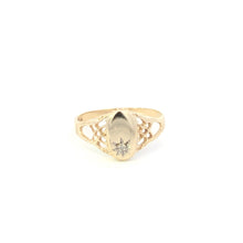 Load image into Gallery viewer, 10K Oval Diamond Filigree Signet Monogrammable Ring Yellow Gold
